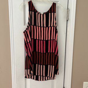 APT 9 Striped Tunic Sleeveless Tank Top Size S Black, Coral, Pink